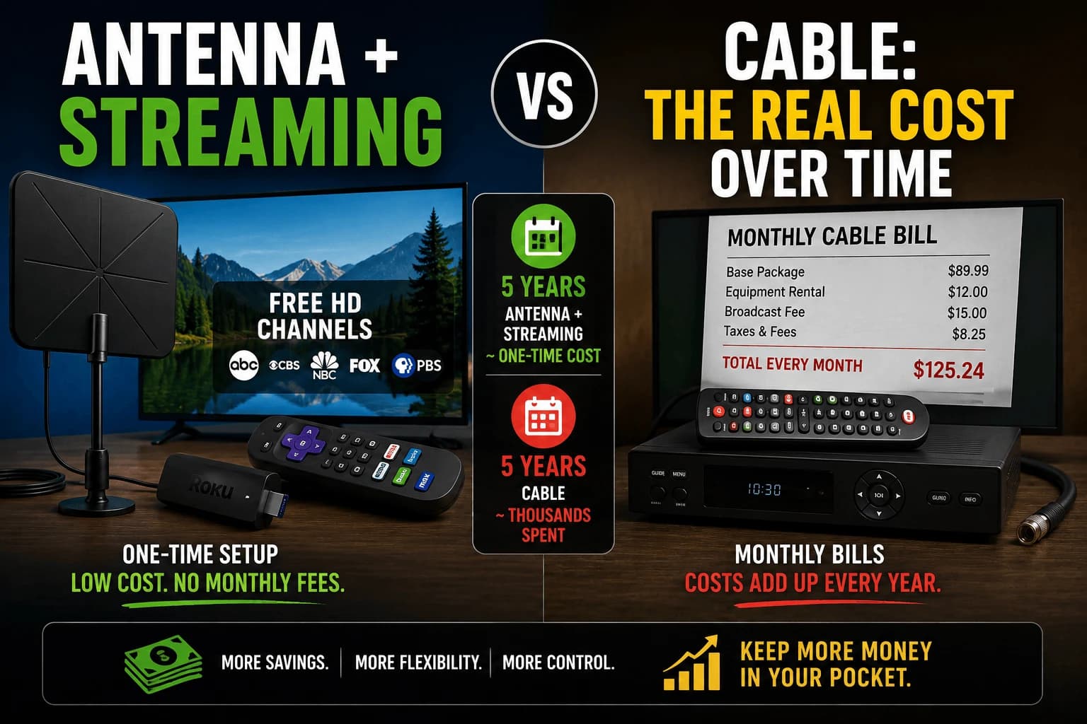 Antenna + Streaming vs Cable: The Real Cost Over Time