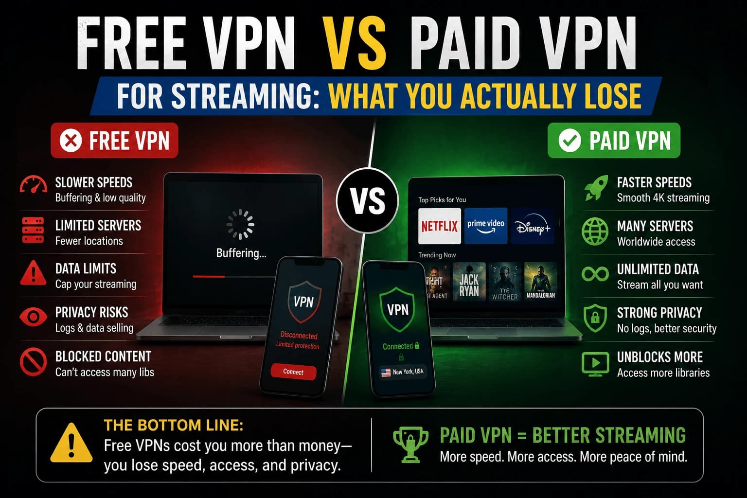 Free VPN vs Paid VPN for Streaming: What You Actually Lose